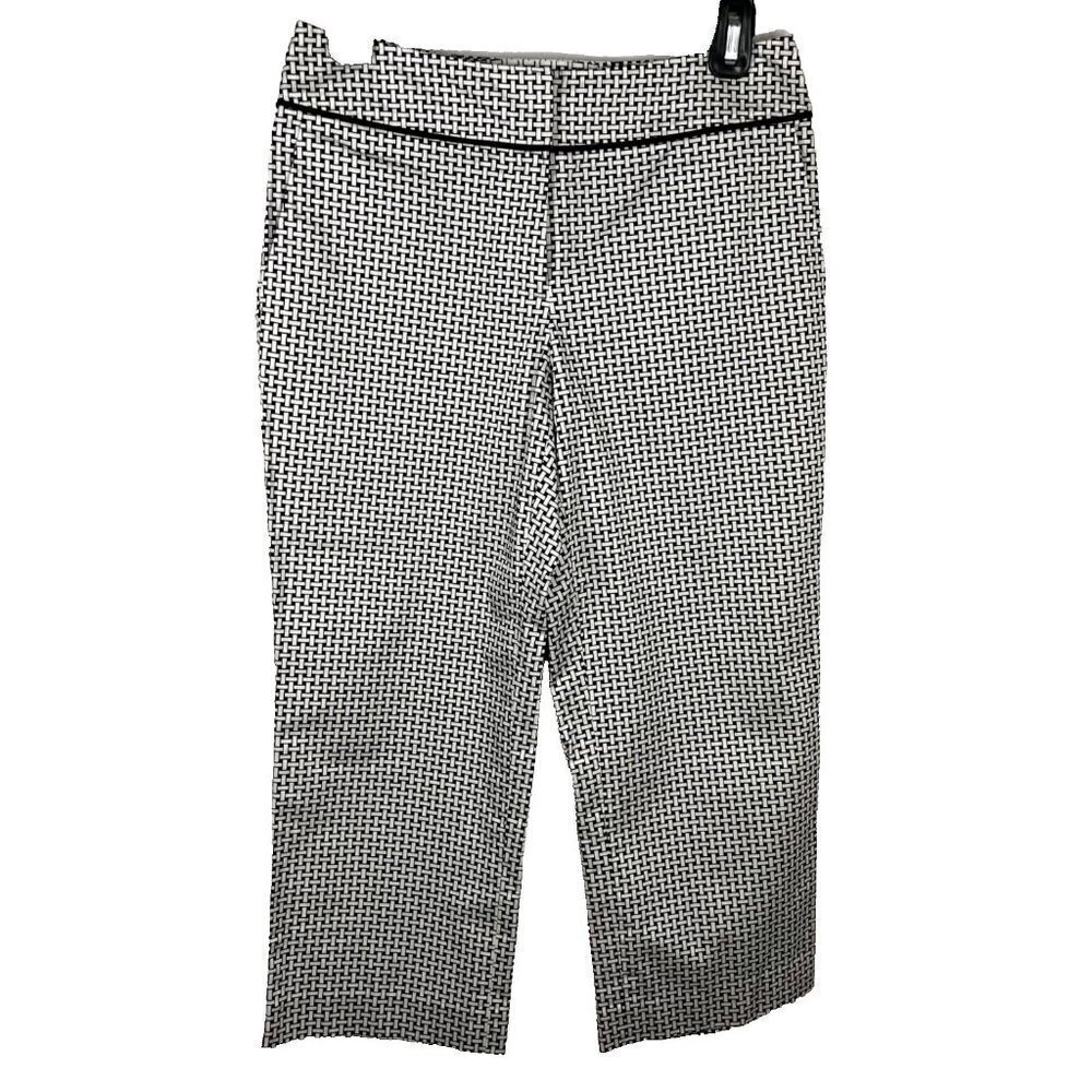 Talbots Petites Stretch Black & White Basket Weave  Flat Front Capri Size 2P EUC